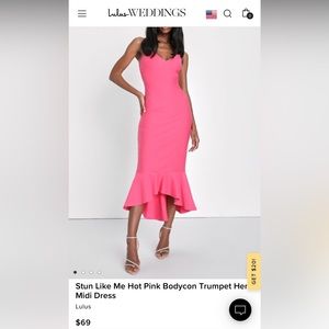 Lulu’s Wedding Guest Midi Dress. Material: medium thick, stretchy. FREE SHIPPING